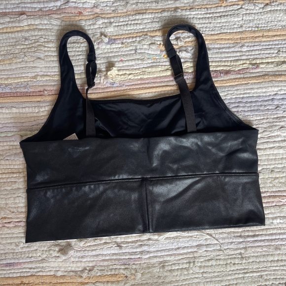 SPANX Black Faux Leather Sports Bra with Adjustable Straps Size Large - Picture 3 of 6